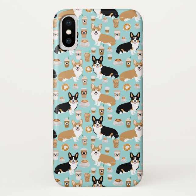 Corgi Coffee iPhone case - Cardigan corgis (Back)