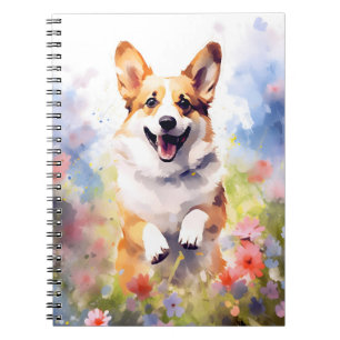 Corgi colorful watercolor artwork notebook