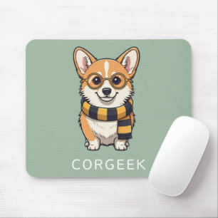 Corgi Corgeek on Green   Dog Lover Gift Mouse Pad