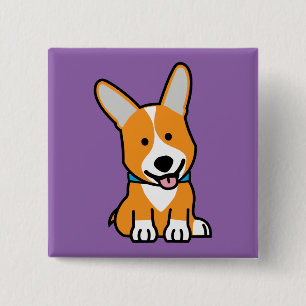 Corgi Corgis dog puppy doggy happy Pembroke Welsh 15 Cm Square Badge