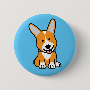 Corgi Corgis dog puppy doggy happy Pembroke Welsh 6 Cm Round Badge
