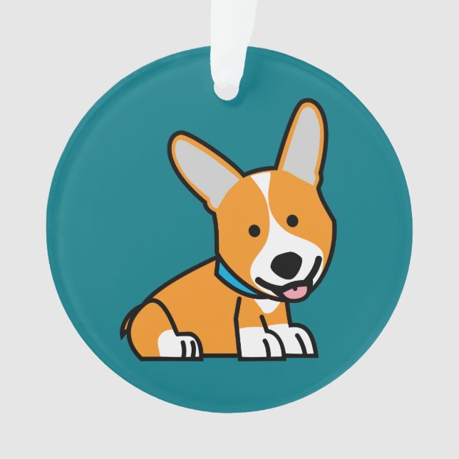 Corgi Corgis dog puppy doggy happy Pembroke Welsh Ornament (Front)