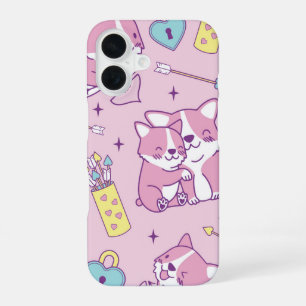 Corgi Crush Heart Eyes & Happy Vibes iPhone 16 Case