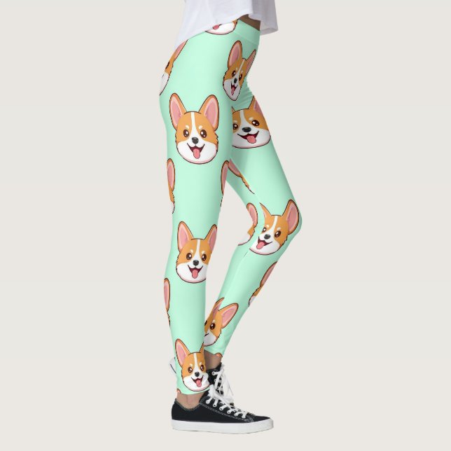 Corgi Cute Dog Lover Pattern Leggings (Right)