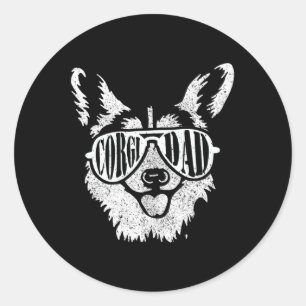 Corgi Dad Gift Dog Owner Pet Welsh Corgi Fathers D Classic Round Sticker