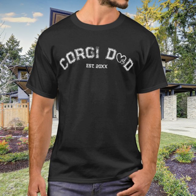 Corgi Dad Heart with Paw and Year  T-Shirt (Creator Uploaded)