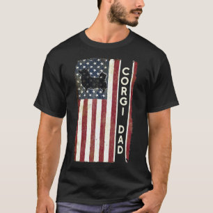 Corgi Dad Patriotic Usa American Flag Men Him T-Shirt