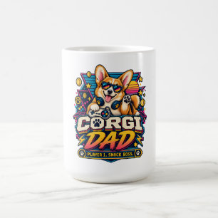 Corgi Dad Player 1 Retro Gamer Design Coffee Mug