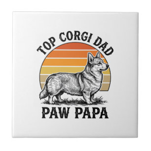 Corgi Dad Shirt Vintage Sunset Dog Papa Gift_1 Ceramic Tile