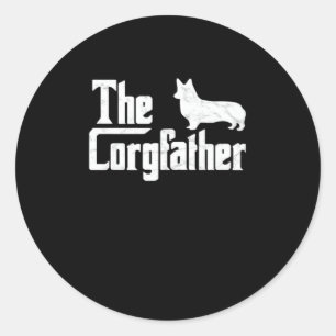 Corgi Dad the Corgfather Funny Corgi Lover Shirt G Classic Round Sticker