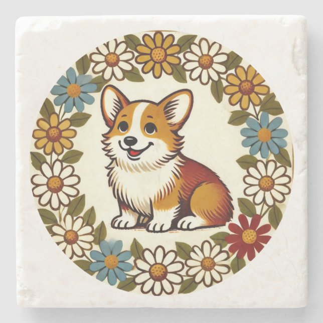 Corgi Daisy                                        Stone Coaster (Front)