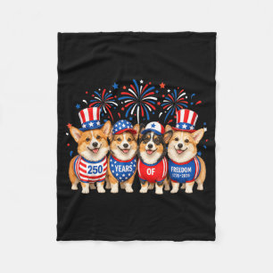 Corgi Dog 250 Years Aamerican 1776 2026 4th July Fleece Blanket