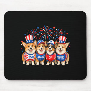 Corgi Dog 250 Years Aamerican 1776 2026 4th July Mouse Pad