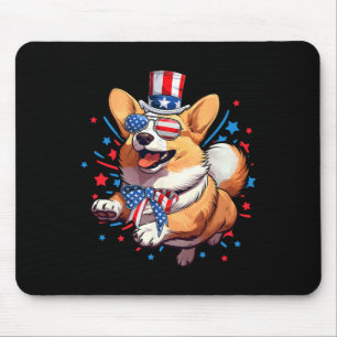 Corgi Dog 4th Of July American Usa Flag Patriotic Mouse Pad