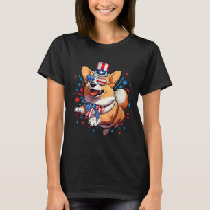 Corgi Dog 4th Of July American Usa Flag Patriotic T-Shirt