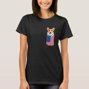 Corgi Dog American Flag Patriotic 4th of July Pupp T-Shirt