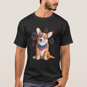 Corgi Dog American USA Flag 4Th Of July Men Corgi T-Shirt