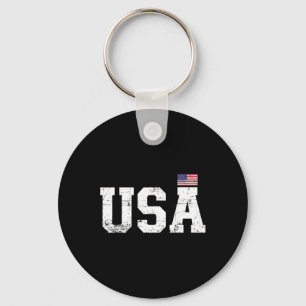 Corgi Dog American Usa Flag 4th Of July Men Women Key Ring
