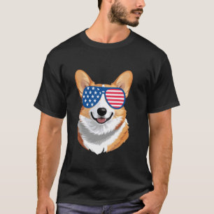 Corgi Dog American USA Flag Patriotic 4th of July T-Shirt