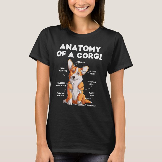 Corgi Dog Anatomy  Dog  Doggy Pet T-Shirt (Front)