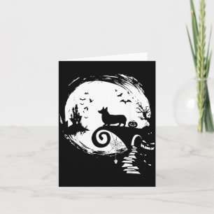 Corgi Dog and Moon Halloween Costume Dog Lover Card