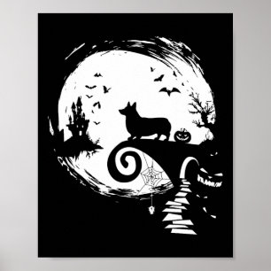 Corgi Dog And Moon Halloween Costume Dog Lover Fun Poster