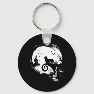 Corgi Dog and Moon Halloween Costume Dog Lover Key Ring