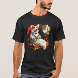 Corgi Dog Aristocrat at Cafe Drinking Coffee Tea T-Shirt