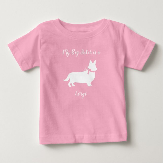 Corgi Dog Baby Shower Pink Girl Baby T-Shirt (Front)