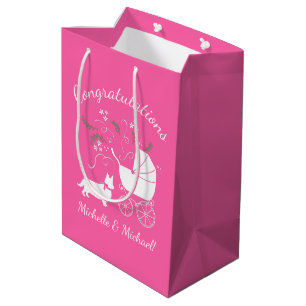 Corgi Dog Baby Shower Pink Girl Medium Gift Bag