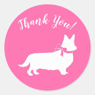 Corgi Dog Baby Shower Puppy Grey Welsh Pink Girl Classic Round Sticker