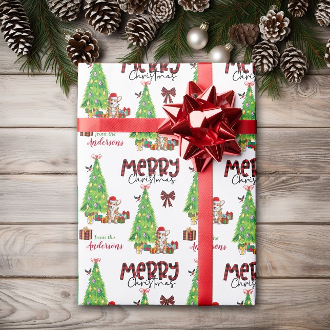 Corgi Dog, Bird, and Christmas Tree Wrapping Paper (Creator Uploaded)