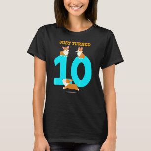 Corgi Dog Birthday 10 Year Old Turned Ten T-Shirt