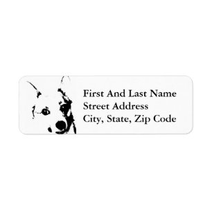 Corgi Dog Black and White Ink Sketch Return Address Label