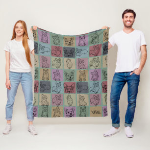 Corgi Dog Blanket, Cosy Corgi Lover Throw Vintage Fleece Blanket