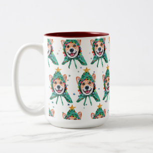 Corgi Dog Breed Christmas Two-Tone Coffee Mug
