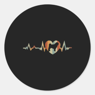 Corgi Dog Cartoon Heartbeat Sunset Classic Round Sticker