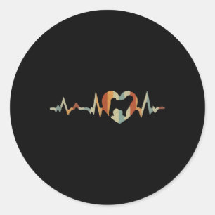 Corgi Dog Cartoon Heartbeat Sunset Classic Round Sticker