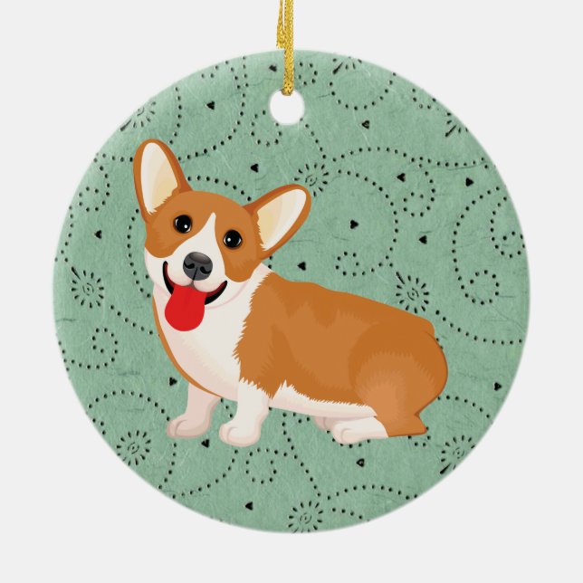 corgi dog ceramic ornament (Back)