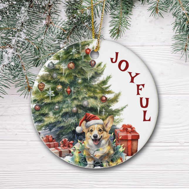 Corgi Dog Christmas Ceramic Ornament (Creator Uploaded)