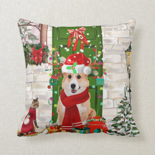 corgi Dog Christmas  Cushion