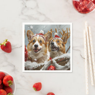 Corgi Dog Christmas Festive  Napkin