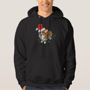 Corgi Dog Christmas Lights Corgi Santa Hat Hoodie