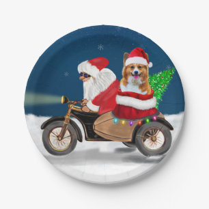 Corgi Dog Christmas Santa Claus  Paper Plate