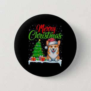 Corgi Dog Christmas Tree Lights Funny Xmas Corgi D 6 Cm Round Badge
