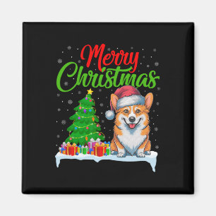 Corgi Dog Christmas Tree Lights Funny Xmas Corgi D Magnet