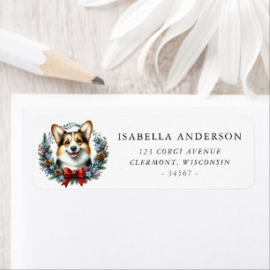 Corgi Dog Christmas Wreath Return Address Return Address Label