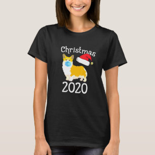 Corgi Dog Corgi Face Mask Christmas Santa Hat T-Shirt