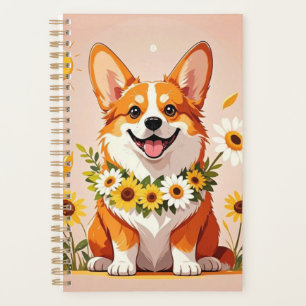Corgi dog crown of sunflowers wall art decor planner