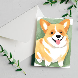 Corgi Dog   Cute Dog Breed Watercolor Postcard